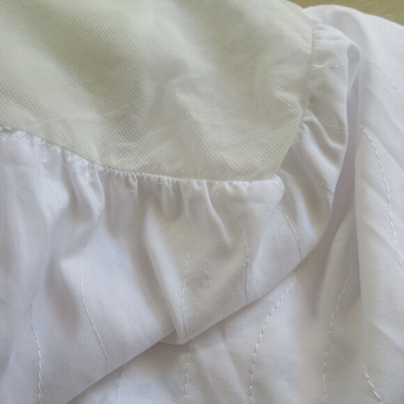 Vintage Queen White Eyelet Embroidery Bed Skirt Scalloped Hem 14" Drop - Picture 7 of 9